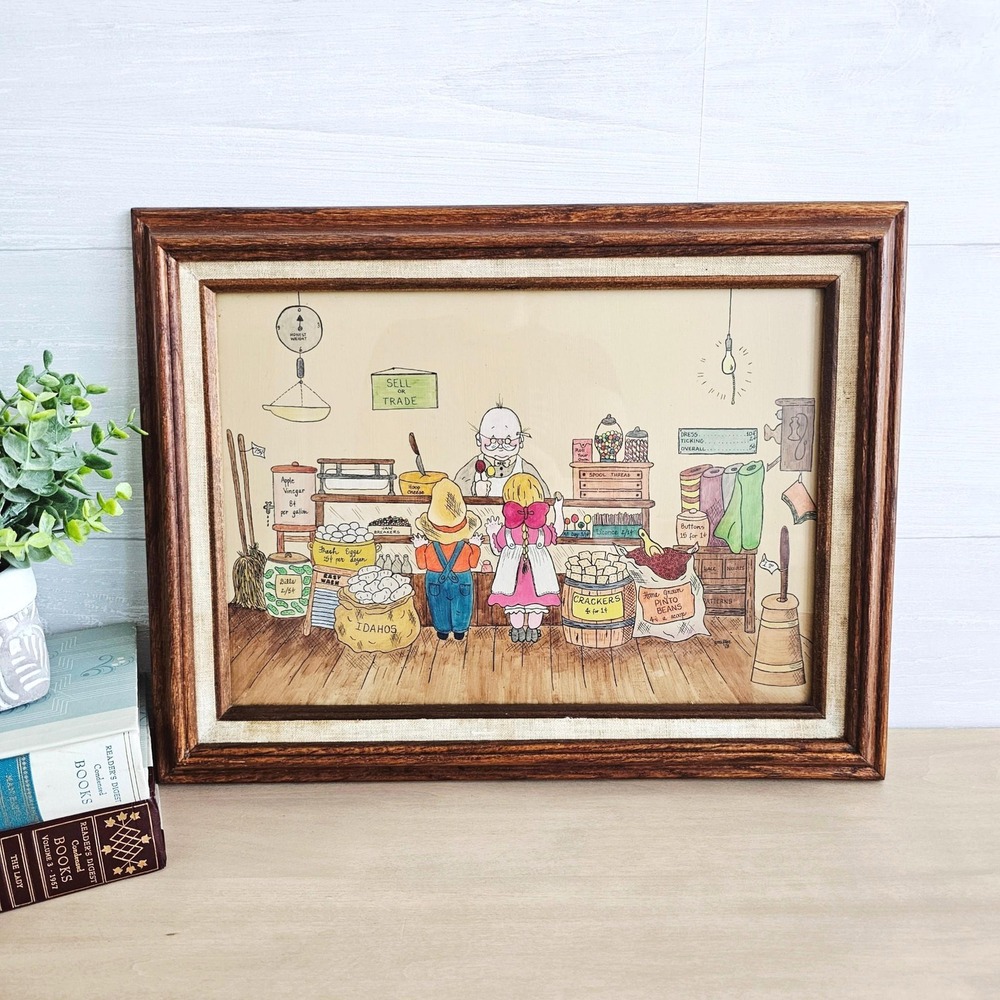 Vintage Framed Wall Art Vintage Country General Grocery Store G Miller 1978